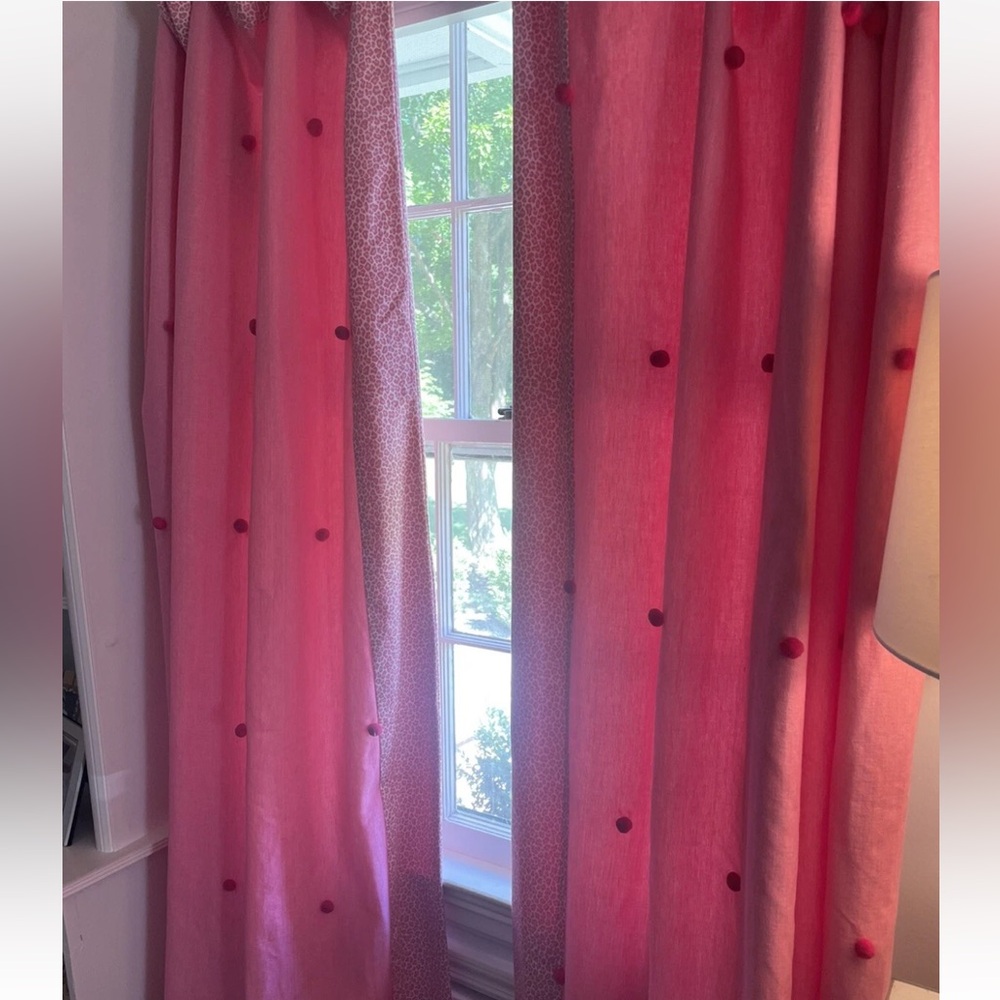 Set of 2 Custom Made Curtain Panels Luxury Double Sided Pink Leopard Print